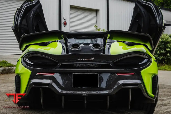 MCLAREN 540C & 570S & 570GT 600LT-STYLE PARTIAL CARBON FIBER REAR BUMPER WITH DIFFUSER AND TRUNK SPOILER AND ENGINE