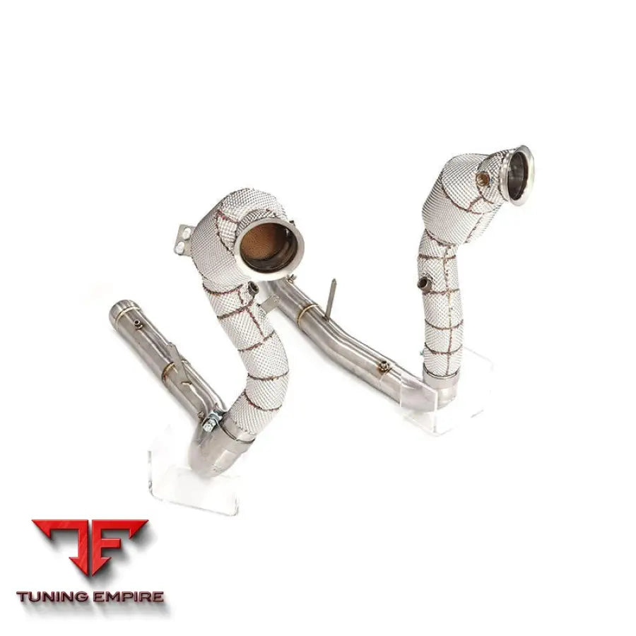 MERCEDES BENZ AMG GT STAINLESS STEEL RAZOR EXHAUST DOWNPIPE WITH HEAT SHIELD