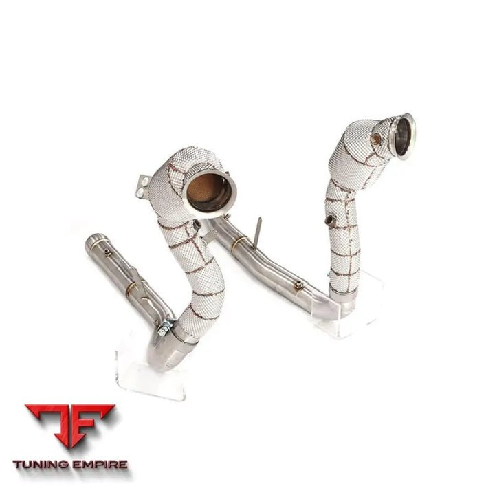 MERCEDES BENZ AMG GT STAINLESS STEEL RAZOR EXHAUST DOWNPIPE WITH HEAT SHIELD