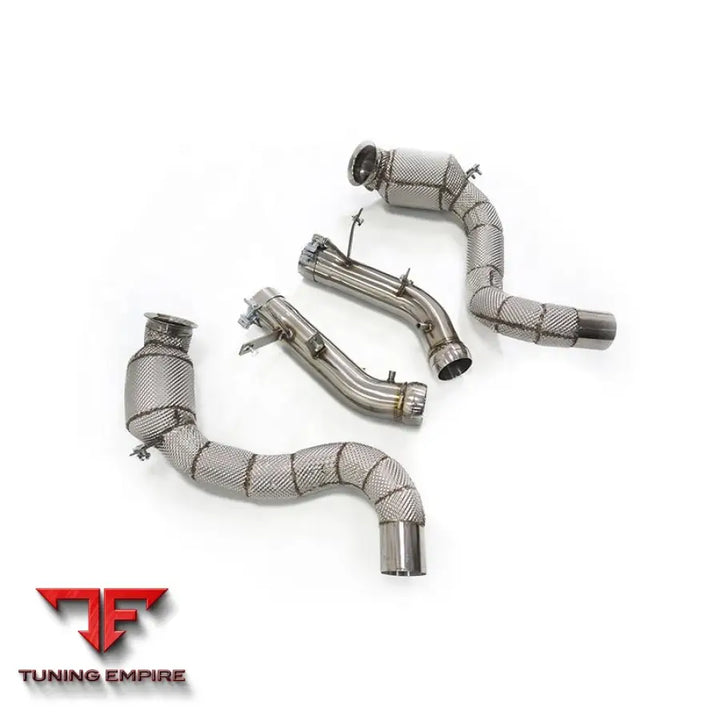 MERCEDES BENZ C-CLASS C63 W205 STAINLESS STEEL RAZOR EXHAUST DOWNPIPE WITH HEAT SHIELD