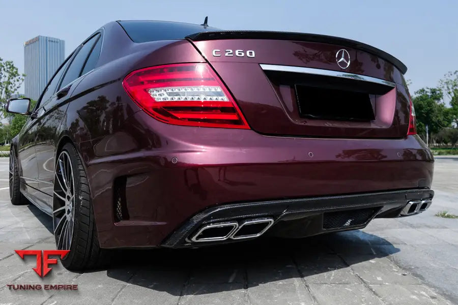 MERCEDES BENZ C CLASS W204 P STYLE REAR BUMPER WITH EXHAUST TIPS BSD