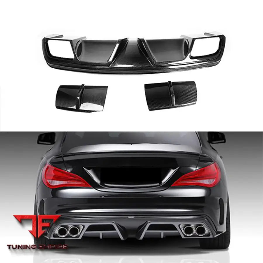 MERCEDES BENZ CLA W117 2014-ON C63 AMG STYLE CARBON FIBER REAR DIFFUSER