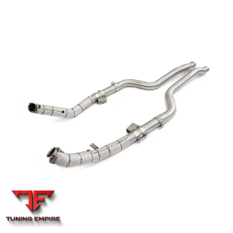 MERCEDES BENZ E-CLASS E550 W212 STAINLESS STEEL RAZOR EXHAUST DOWNPIPE WITH HEAT SHIELD