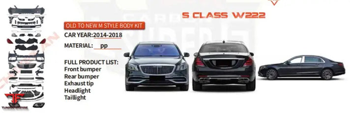 MERCEDES BENZ S CLASS W222 UPGRADE TO W222 MAYBACH BODY KIT