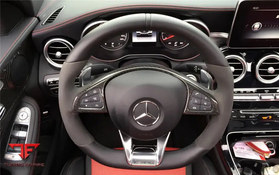 MERCEDES-BENZ W205 C63 AMG CARBON FIBER INTERIOR STEERING WHEEL TRIM BSD