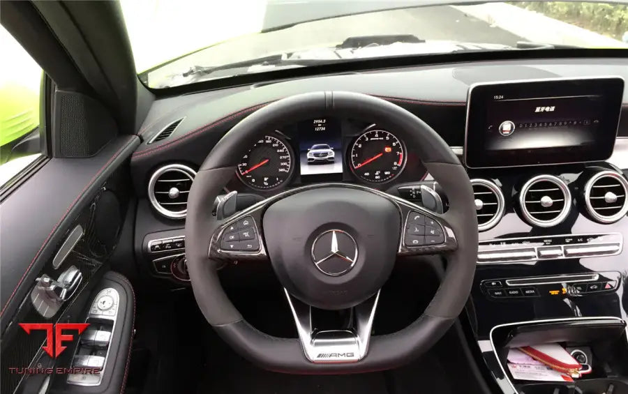 MERCEDES-BENZ W205 C63 AMG CARBON FIBER INTERIOR STEERING WHEEL TRIM BSD