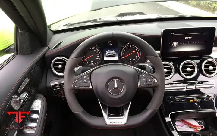 MERCEDES-BENZ W205 C63 AMG CARBON FIBER INTERIOR STEERING WHEEL TRIM BSD
