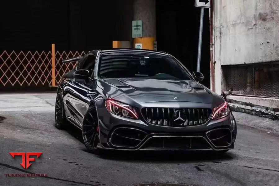 MERCEDES-BENZ W205 C63 & C63S AMG COUPE IMP PERFORMANCE PARTIAL CARBON FIBER FRONT BUMPER WITH CANARDS BSD