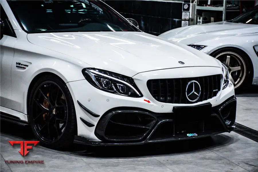 MERCEDES-BENZ W205 C63 & C63S AMG COUPE IMP PERFORMANCE PARTIAL CARBON FIBER FRONT BUMPER WITH CANARDS BSD