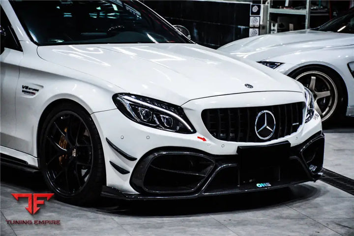 MERCEDES-BENZ W205 C63 & C63S AMG COUPE IMP PERFORMANCE PARTIAL CARBON FIBER FRONT BUMPER WITH CANARDS BSD