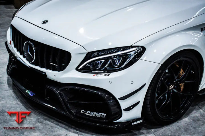 MERCEDES-BENZ W205 C63 & C63S AMG COUPE IMP PERFORMANCE PARTIAL CARBON FIBER FRONT BUMPER WITH GRILLE & CANARDS BSD