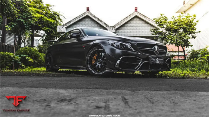 MERCEDES-BENZ W205 C63 & C63S AMG COUPE IMP PERFORMANCE PARTIAL CARBON FIBER FRONT BUMPER WITH GRILLE & CANARDS BSD