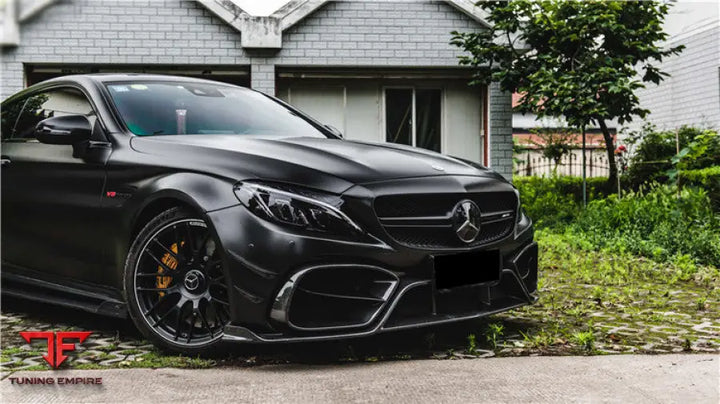 MERCEDES-BENZ W205 C63 & C63S AMG COUPE IMP PERFORMANCE PARTIAL CARBON FIBER FRONT BUMPER WITH GRILLE & CANARDS BSD