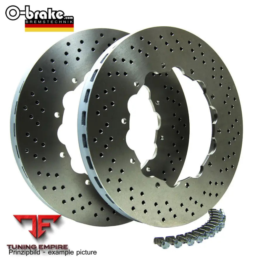 O-BRAKE VOLKSWAGEN PHAETON W12 HTCIC SPORT BRAKE KIT DRILLED - FRONT (FACTORY STEEL DISCS)