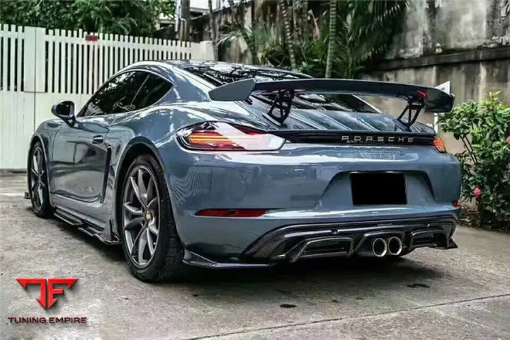 PORSCHE 718 CAYMAN & BOXSTER AM STYLE CARBON FIBER REAR LIP WITH CAPS BSD
