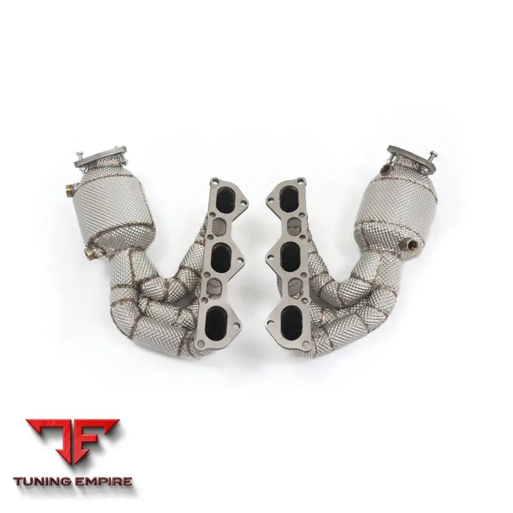 PORSCHE 718 GT4 STAINLESS STEEL HEADER RAZOR EXHAUST DOWNPIPE WITH HEAT SHIELD