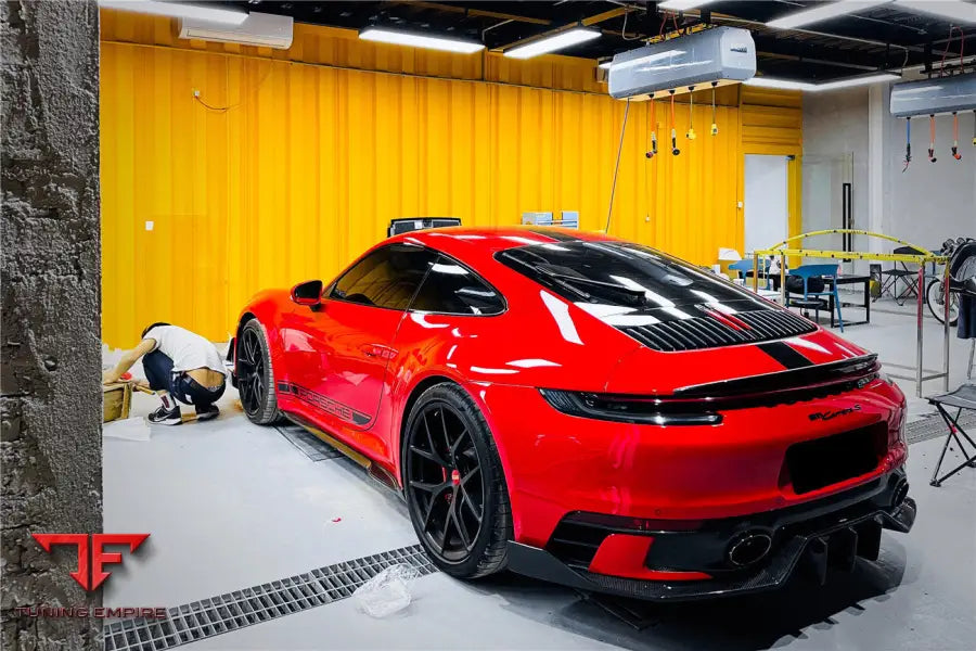 PORSCHE 911 / 992 CARRERA & TARGA SPORT DESIGN BUMPER WP STYLE DRY CARBON FIBER REAR LIP BSD