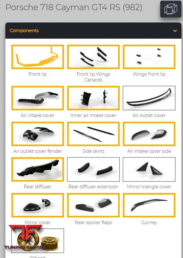 PORSCHE CAYMAN GT4 RS CARBON FIBER PARTS