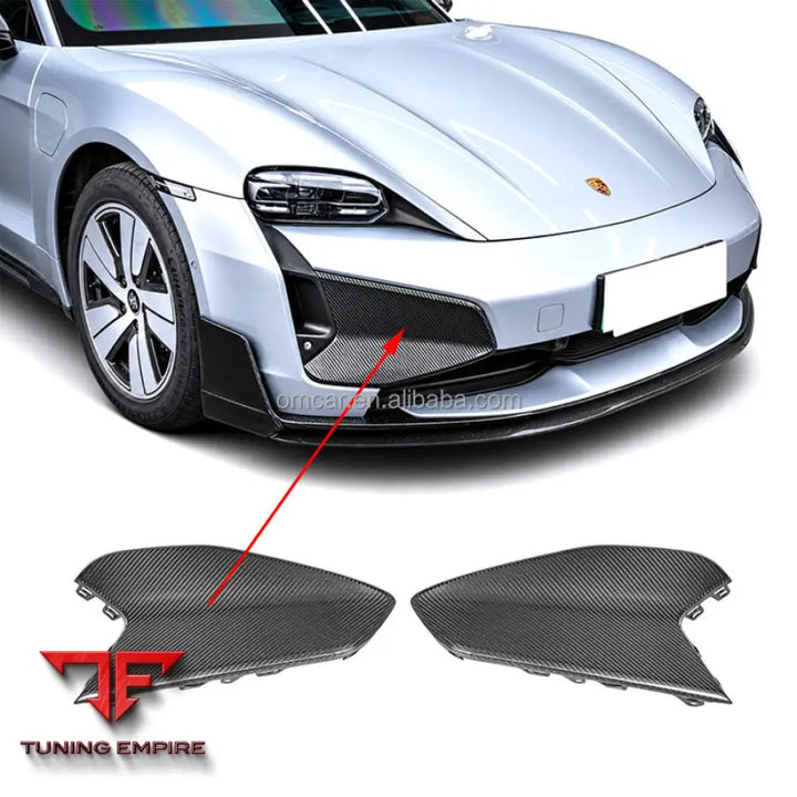 PORSCHE TAYCAN 9J1.2 TURBO CARBON FIBER BUMPER GRILLE TRIM AIR INTAKE PANEL