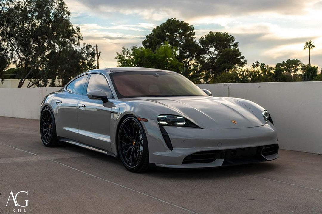 Porsche Taycan Turbo on custom forged wheels