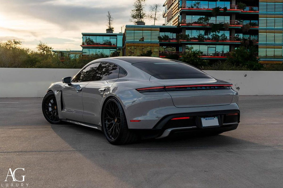 Porsche Taycan Turbo on custom forged wheels