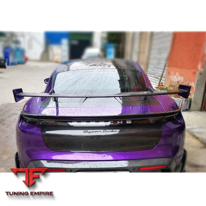 PORSCHE TAYCAN TURBO S 9J1 CARBON FIBER REAR TRUNK HOOD COVER SPOILER WING