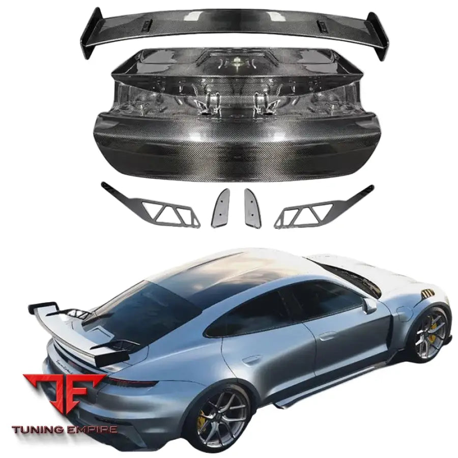 PORSCHE TAYCAN TURBO S 9J1 CARBON FIBER REAR TRUNK HOOD COVER SPOILER WING