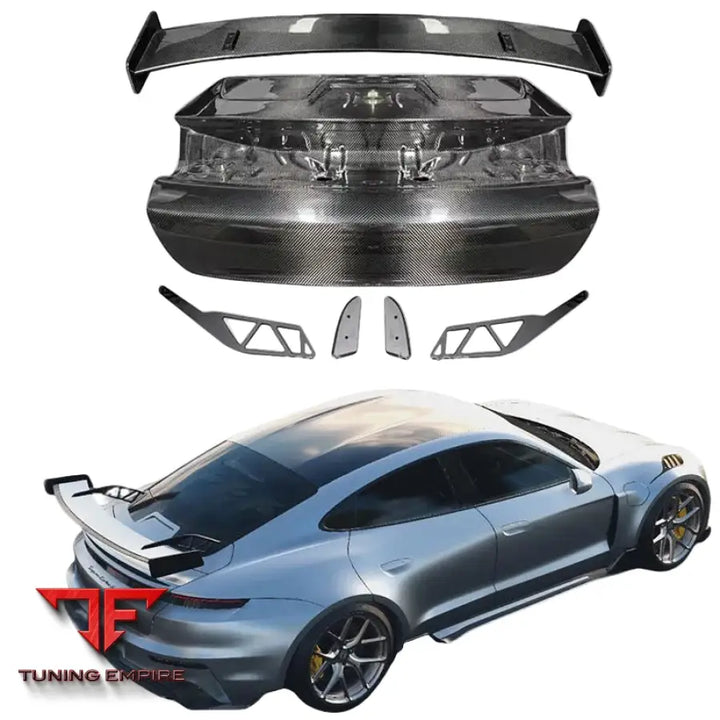 PORSCHE TAYCAN TURBO S 9J1 CARBON FIBER REAR TRUNK HOOD COVER SPOILER WING