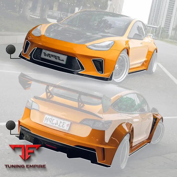 ROBOT Tesla Model 3 2017-2023 ’HACKER’ Widebody FRP & Partial Carbon Full Kit - Full Body Kits
