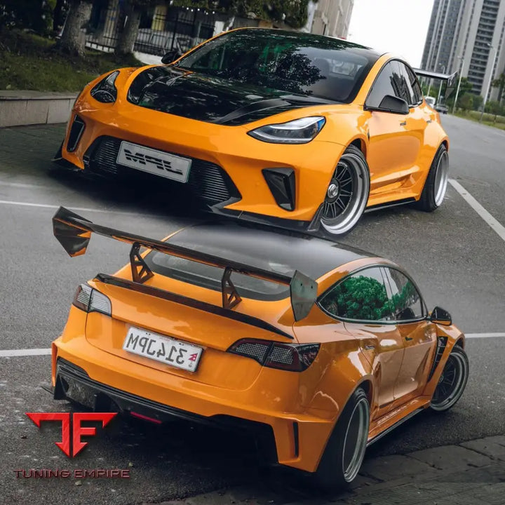 ROBOT Tesla Model 3 2017-2023 ’HACKER’ Widebody FRP & Partial Carbon Full Kit - Full Body Kits