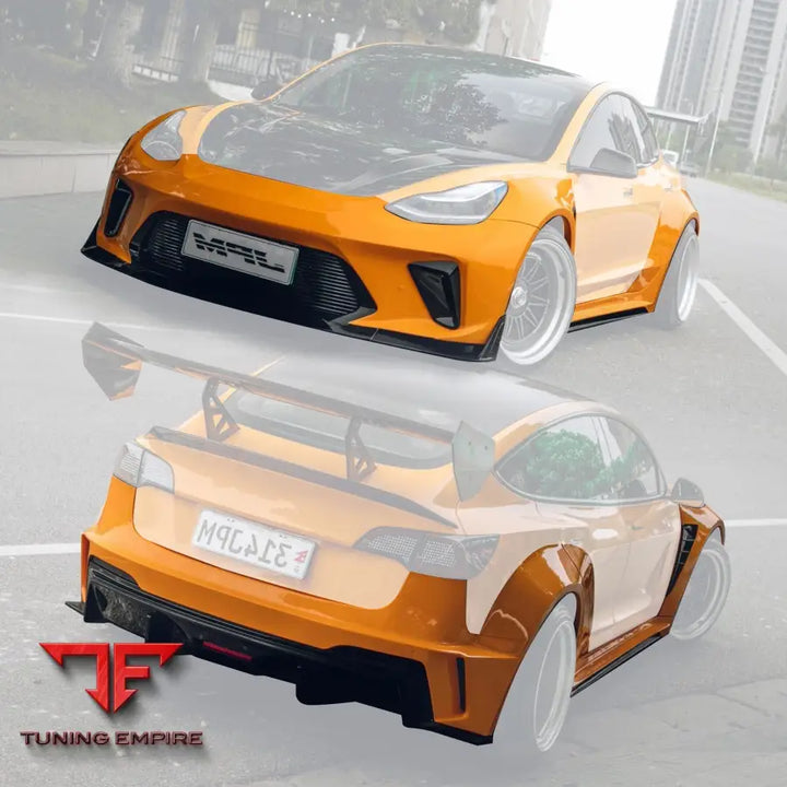 ROBOT Tesla Model 3 2017-2023 ’HACKER’ Widebody FRP & Partial Carbon Full Kit - Full Body Kits