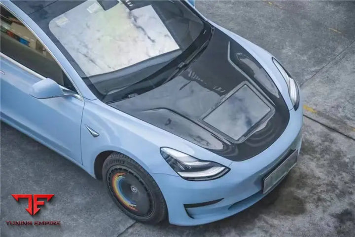 TESLA MODEL 3 CARBON FIBER TRANSPARENT HOOD