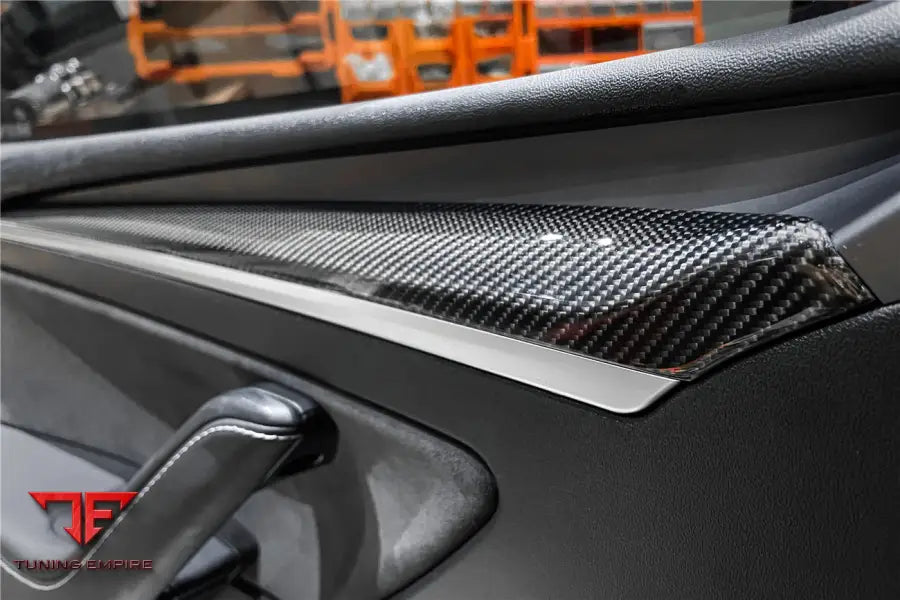 TESLA MODEL 3Y OEM STYLE AUTOCLAVE CARBON FIBER DOOR TRIM INTERIOR REPLACEMENT BSD