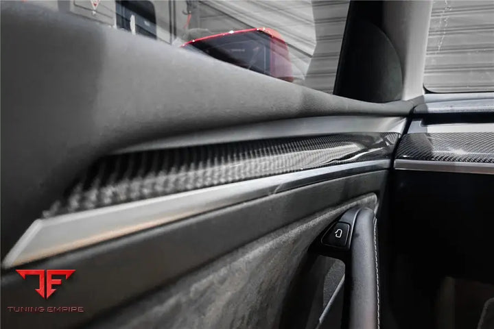 TESLA MODEL 3Y OEM STYLE AUTOCLAVE CARBON FIBER DOOR TRIM INTERIOR REPLACEMENT BSD