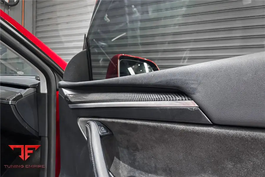 TESLA MODEL 3Y OEM STYLE AUTOCLAVE CARBON FIBER DOOR TRIM INTERIOR REPLACEMENT BSD
