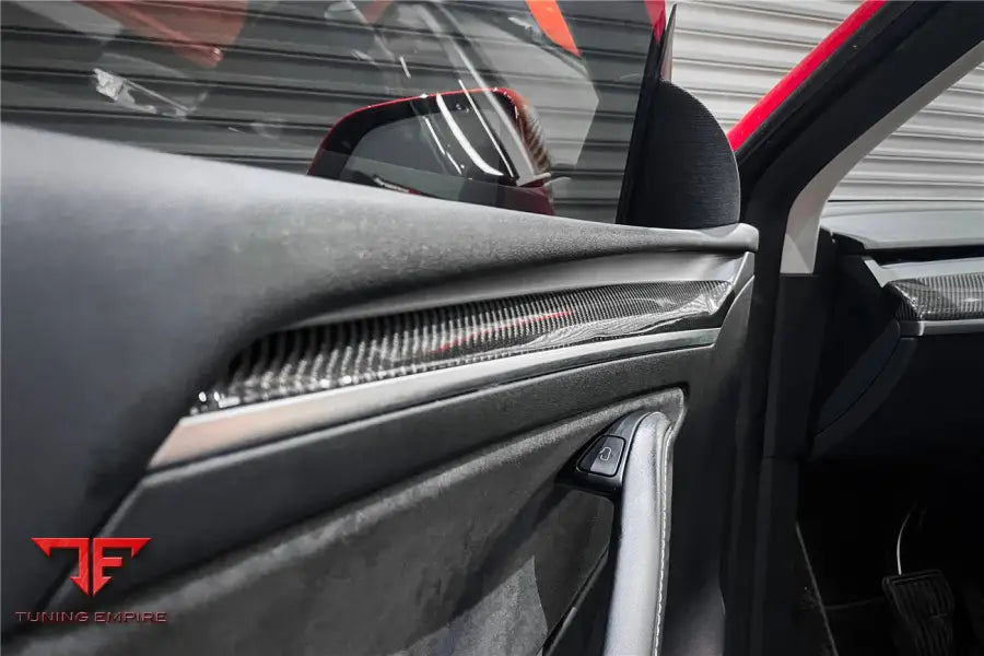 TESLA MODEL 3Y OEM STYLE AUTOCLAVE CARBON FIBER DOOR TRIM INTERIOR REPLACEMENT BSD
