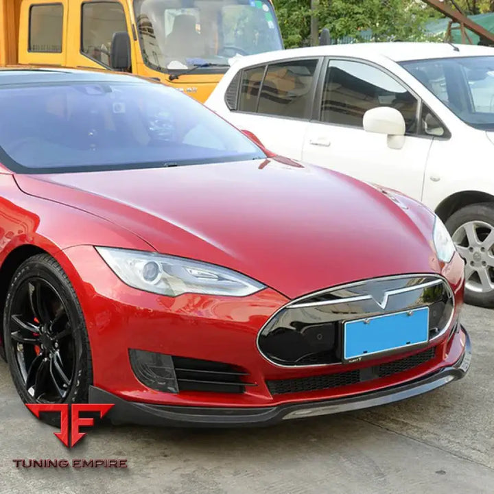 TESLA MODEL S 60/60D 85/85D P85D SEDAN CARBON FIBER FRONT BUMPER LIP 2012-2015Y