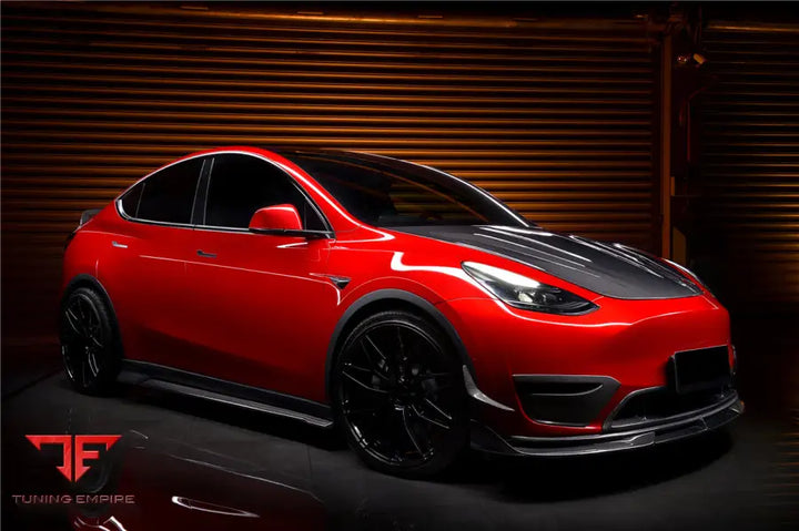 TESLA MODEL Y IMP PERFORMANCE CARBON FIBER FRONT BUMPER CANARDS BSD