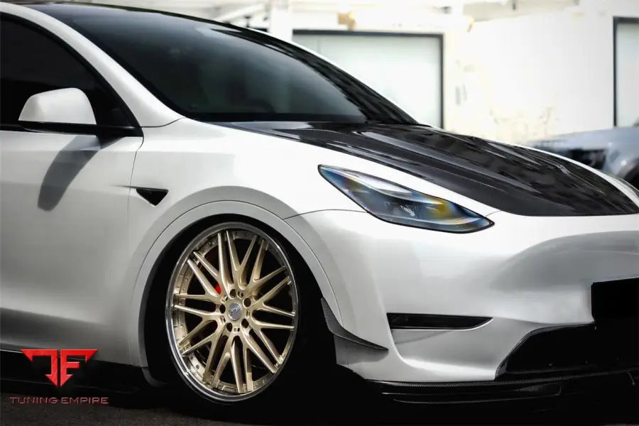 TESLA MODEL Y IMP PERFORMANCE CARBON FIBER FRONT BUMPER CANARDS BSD