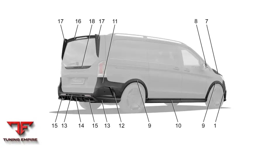 TOP CAR V-Class Inferno carbon side sills