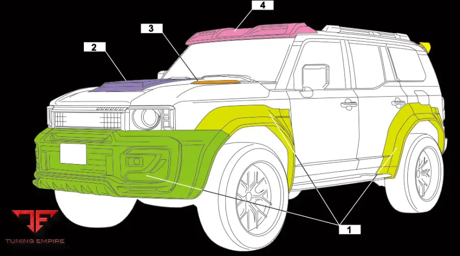 TOYOTA LAND CRUISER 250 BLACK BODY KIT WITH WHEELS